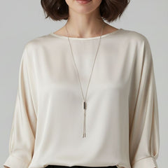 Blusa De Seda Feminina Champanhe Pedrita