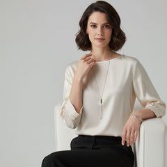 Blusa De Seda Feminina Champanhe Pedrita