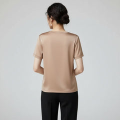 Blusa De Seda Feminina Marrom Claro Maya