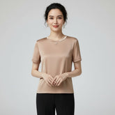 Blusa De Seda Feminina Marrom Claro Maya