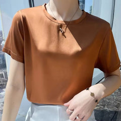 Blusa De Seda Feminina Marrom Maya