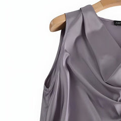 Blusa De Seda Feminina Roxa Paula