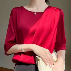 Blusa De Seda Feminina Vermelha Kloe