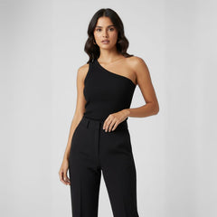 Blusa De Um Ombro Só Canelada Agatha