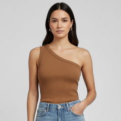 Blusa De Um Ombro Só Canelada Agatha