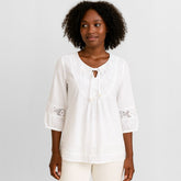 Blusa Feminina Manga 3/4 Renda Ághata