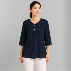 Blusa Feminina Manga 3/4 Renda Ághata