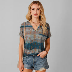 Blusa Feminina Manga Curta Retro