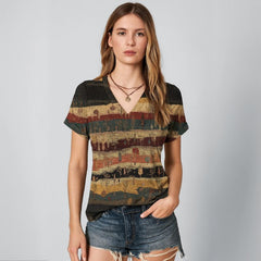 Blusa Feminina Manga Curta Retro