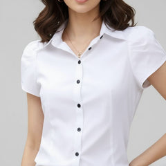 Blusa Feminina Social Manga Curta Branca Vaiolet