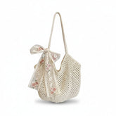 Bolsa de Crochê de Praia Bege Laço