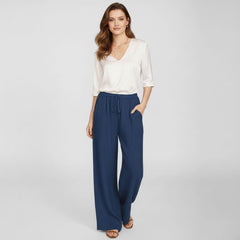 Calça Feminina de Algodão Azul Escuro Mara