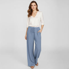 Calça Feminina de Algodão Azul Mara