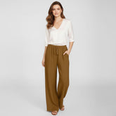 Calça Feminina de Algodão Bege Escuro Mara