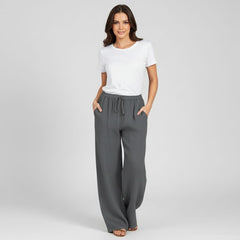 Calça Feminina de Algodão Cinza Escuro Mara