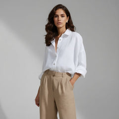 Camisa Feminina Social Branca Algodão Mariene