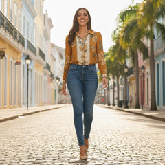 Camisa Feminina Social Estampada Sirlei