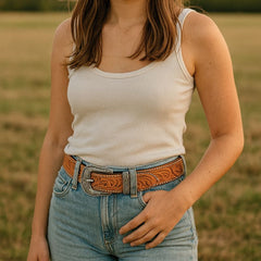 Cinto Country Feminino Marrom Claro Boiadeira