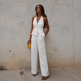 Conjunto Alfaiataria Colete E Calça Linho Branco - Coradon