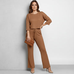 Conjunto Feminino Calça e Blusa Canelado Marta