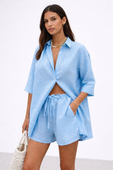 Conjunto Feminino Linho Short e Blusa Verano