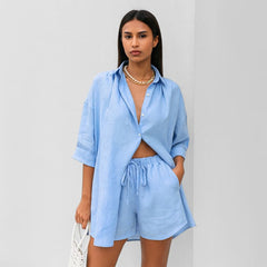 Conjunto Feminino Linho Short e Blusa Verano