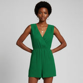 Macaquinho Feminino Soltinho Verde Decote V