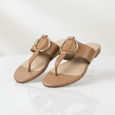 Rasteirinha Feminina Marrom de Couro Mariana