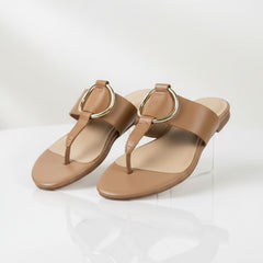 Rasteirinha Feminina Marrom de Couro Mariana