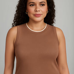 Regata Feminina Canelada Marrom Thays