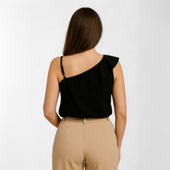 Regata Feminina Preta Babados Luci