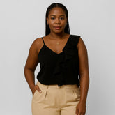 Regata Feminina Preta Babados Luci