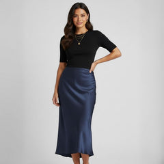 Saia Midi Cetim Acetinada Diana