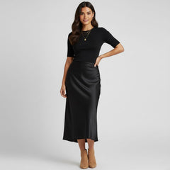 Saia Midi Cetim Acetinada Diana