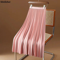 Saia Midi Evasê Plissada Olívia