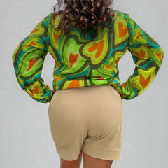 Short Alfaiataria Feminino Bege Paula