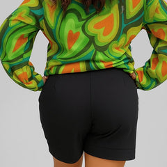 Short Alfaiataria Feminino Preto Paula