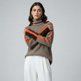 Suéter Feminino Marrom Gola Alta Ariadne