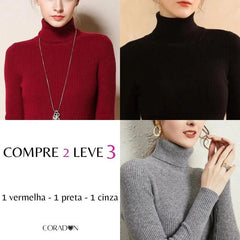 Suéter Feminino Tricot Gola Alta Claudia - COMPRE 2 LEVE 3