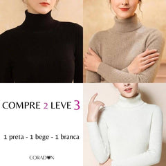 Suéter Feminino Tricot Gola Alta Claudia - COMPRE 2 LEVE 3