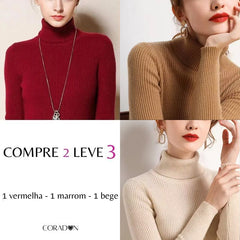 Suéter Feminino Tricot Gola Alta Claudia - COMPRE 2 LEVE 3