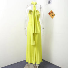 Vestido Longo Festa Plissado Eva