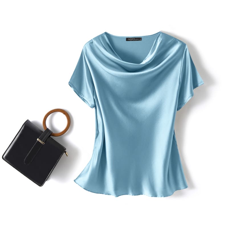 Blusa Feminina Seda Manga Curta Caryne