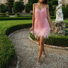 Vestido Festa Curto Com Franjas Shine