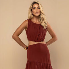 Vestido Longo de Festa Elegante Argola