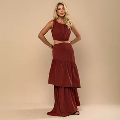 Vestido Longo de Festa Elegante Argola