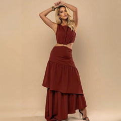 Vestido Longo de Festa Elegante Argola