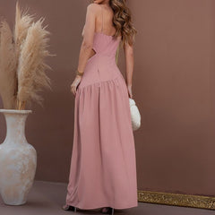 Vestido Longo de Festa Elegante Rosa Carina