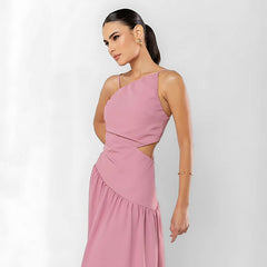 Vestido Longo de Festa Elegante Rosa Carina