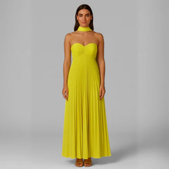 Vestido Longo Festa Plissado Eva